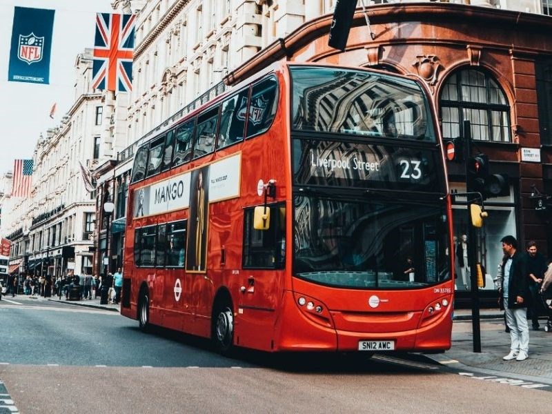 London bus in the city of London
